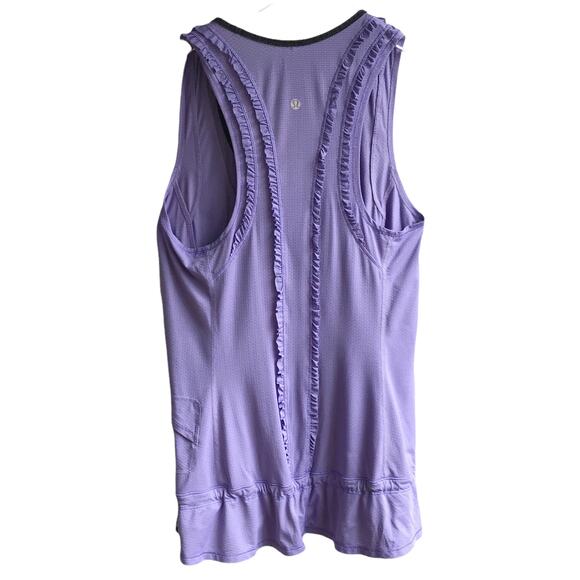 Lululemon Mind Over Matter Tank Top Grapeseed Size 6 Periwinkle Ruffle Racerback - Picture 7 of 16